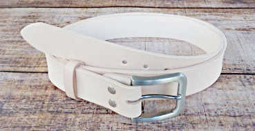 Rindsledergürtel natur mit Edelstahlschnalle Damen Herren