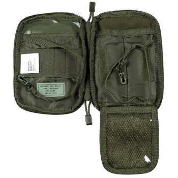 Dokumenten Smartphone Gürteltasche  "MOLLE", oliv geöffnet