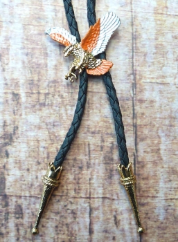 Bolotie Westernkravatte Adler messing orange
