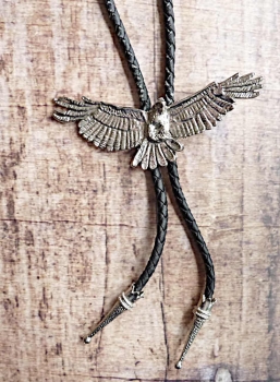Bolotie Westernkravatte fliegender Adler silberfarben
