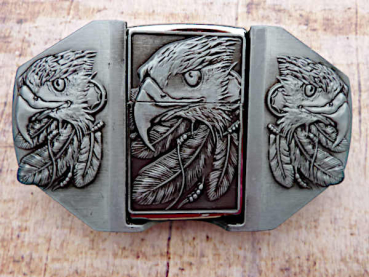 Buckle Gürtelschnalle Adler mit Feuerzeug