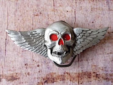 Buckle Gürtelschnalle Totenkopf mit Flügel
