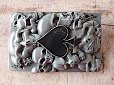 Buckle Gürtelschnalle Totenkopf & Pik-Ass