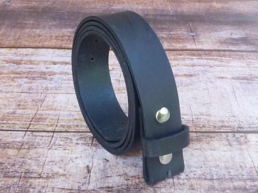 Wechselgürtel Ledergürtel ohne Schnalle Büffelleder schwarz 33 mm - aufgrollt