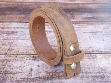 Ledergürtel ohne Schnalle Wechselgürtel-natur Büffelleder natur 33 mm - aufgerollt