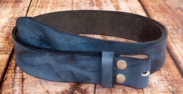 Ledergürtel ohne Schnalle  Büffelleder Wechselgürtel blau-marmoriert