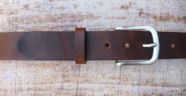 Hochwertiger, robuster Rindsledergürtel braun mit Edelstahlschnalle