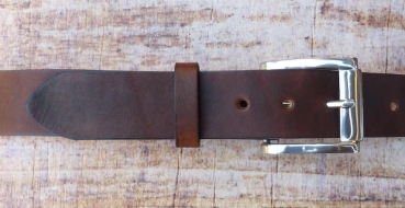 Hochwertiger, robuster Rindsledergürtel braun mit Edelstahlschnalle