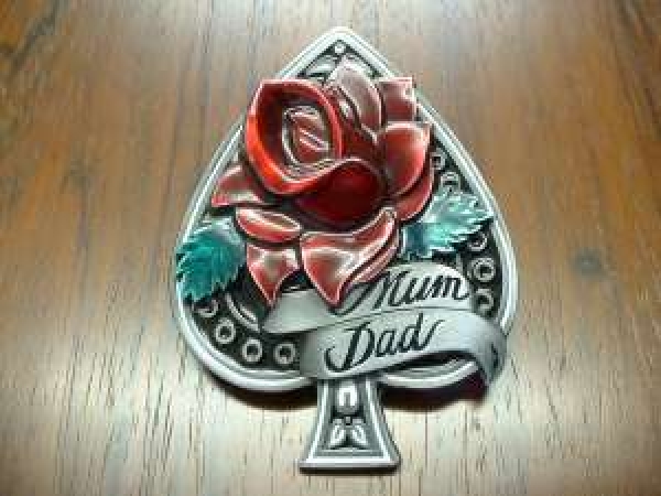 Buckle Gürtelschnalle Blumen Rose, Mum Dad