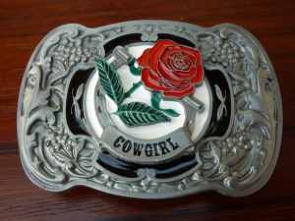 Buckle Gürtelschnalle Blumen Rose, Cowgirl