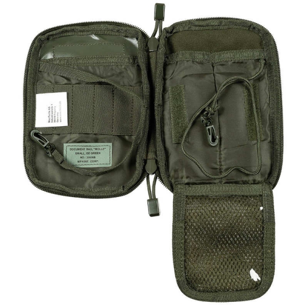 Dokumenten Smartphone Gürteltasche  "MOLLE", oliv geöffnet