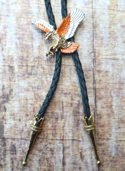 Bolotie Westernkravatte Adler messing orange