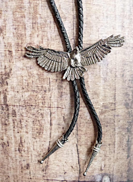 Bolotie Westernkravatte fliegender Adler silberfarben