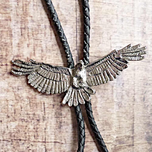 Bolotie Westernkravatte fliegender Adler silberfarben