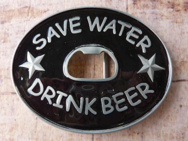 Buckle Gürtelschnalle Flaschenöffner  " save Water..."