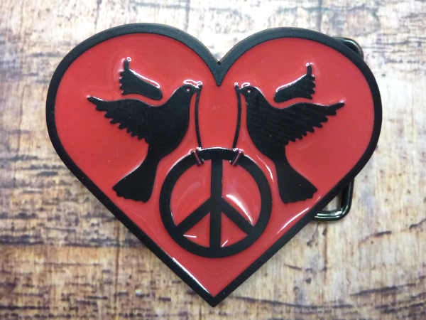 Buckle Gürtelschnalle Herz & Peace