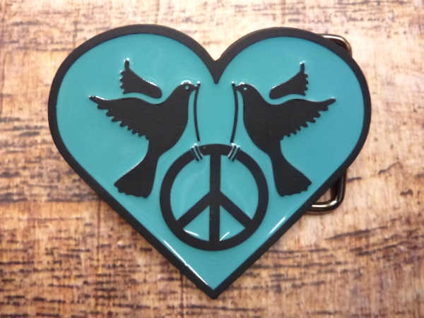 Buckle Gürtelschnalle Herz & Peace