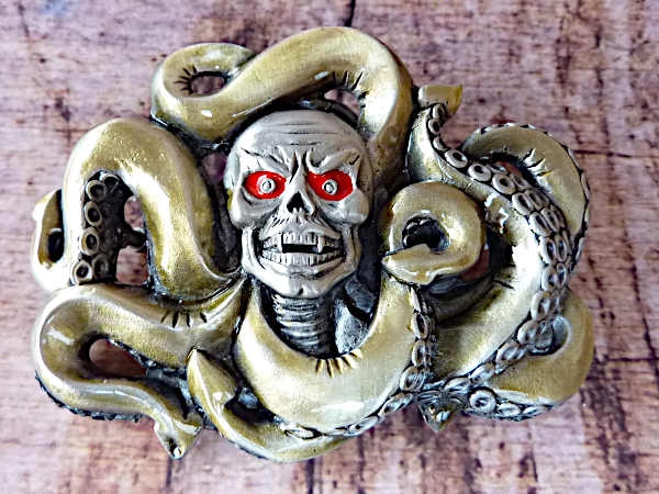 Buckle Gürtelschnalle Totenkopf Oktopus