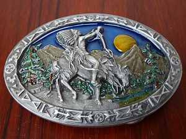 Buckle Indianer auf Pferd