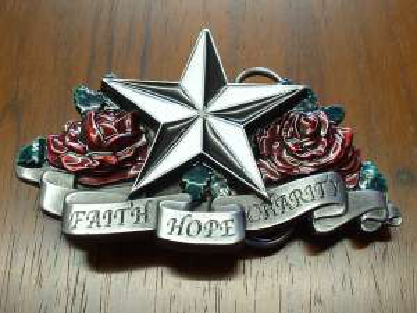 Buckle Gürtelschnalle Faith, Hope, Charity