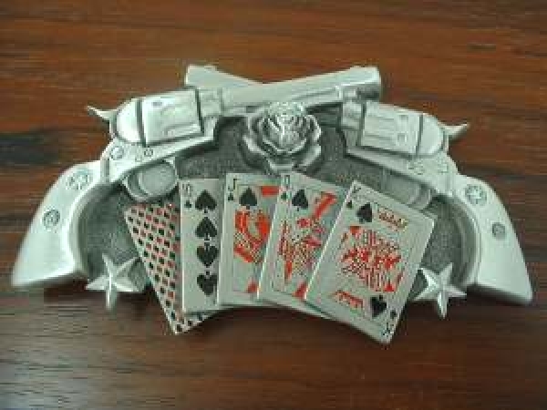 Buckle Gürtelschnalle Karten & Pistolen