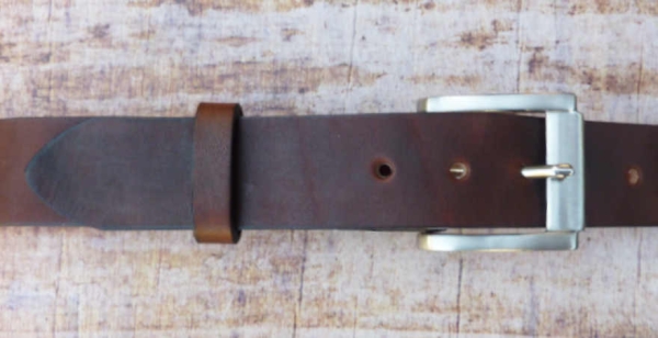 Hochwertiger, robuster Rindsledergürtel braun mit Edelstahlschnalle