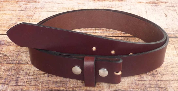Rindsleder Wechselgürtel Druckknopfgürtel ohne Schnalle dunkelbraun 33 mm