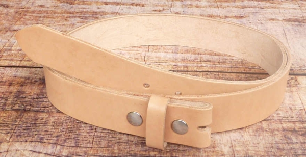 Rindsleder Wechselgürtel Druckknopfgürtel ohne Schnalle natur 33 mm