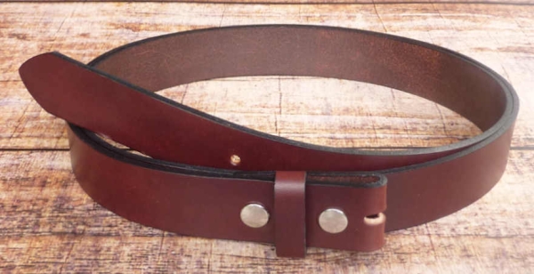 Rindsleder Wechselgürtel Druckknopfgürtel ohne Schnalle rotbraun 33 mm