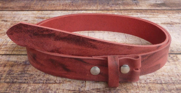 Ledergürtel ohne Schnalle  Büffelleder Wechselgürtel rot-marmoriert 33 mm