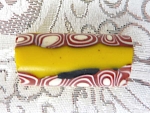 Afrikanische Handelsperle Millefiori Trade Bead  gelb, schwarz, braun, weiss, 34